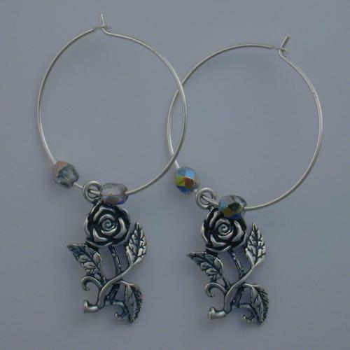 Rose Hoop Earrings