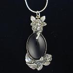 Small Black Rose Fairy Sterling Silver and Black Onyx Pendant